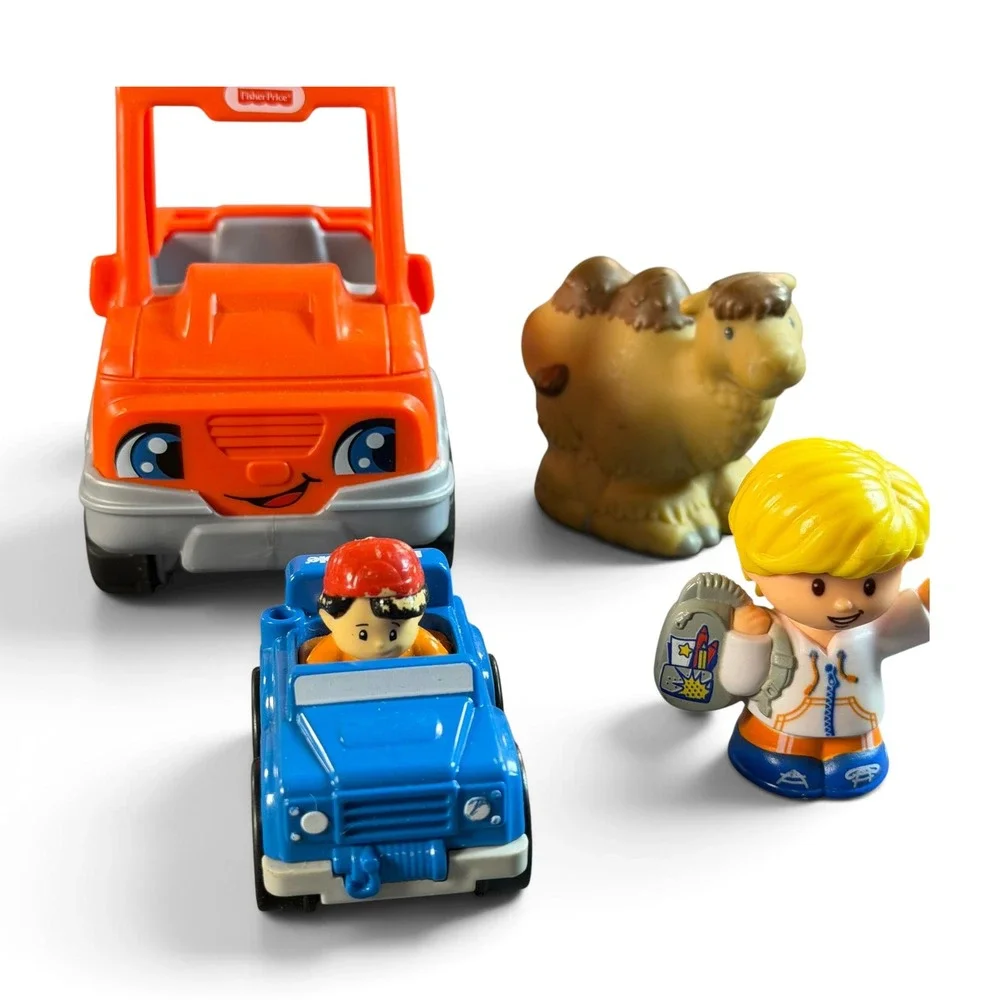 Fisher-Price Little People Vehicle Figure Lot Orange Truck Blue Car Camel Boy